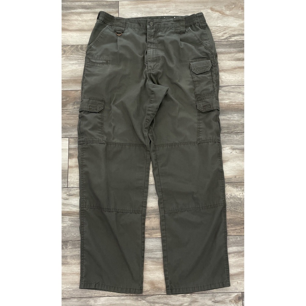 5.11 Tactical Pants Mens 36x32 Green Elastic Waist Workwear Cargo Ripstop